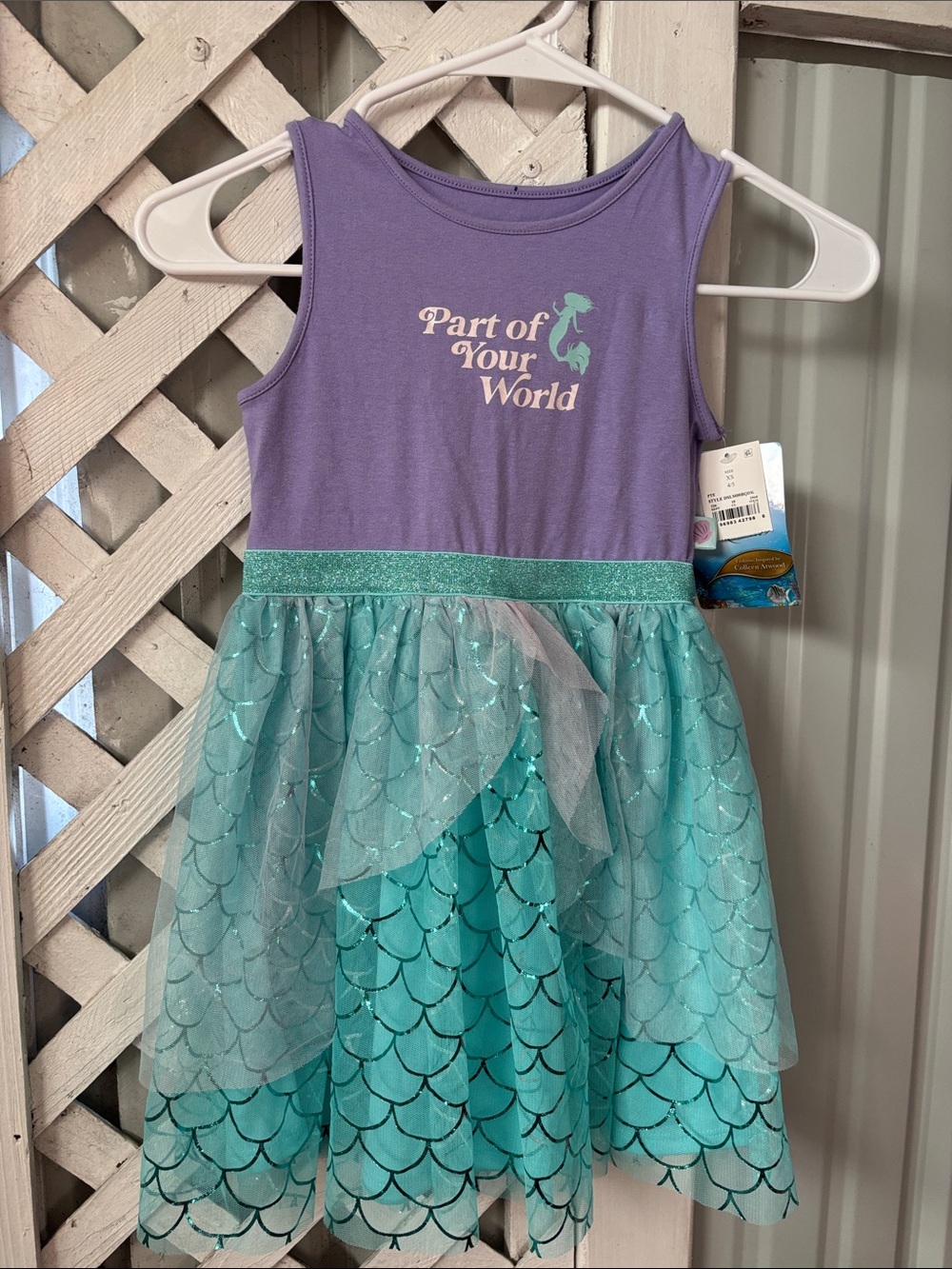 Disney Purple & Teal Little Mermaid 'Part of Your World' Girls Dress xs 4/5